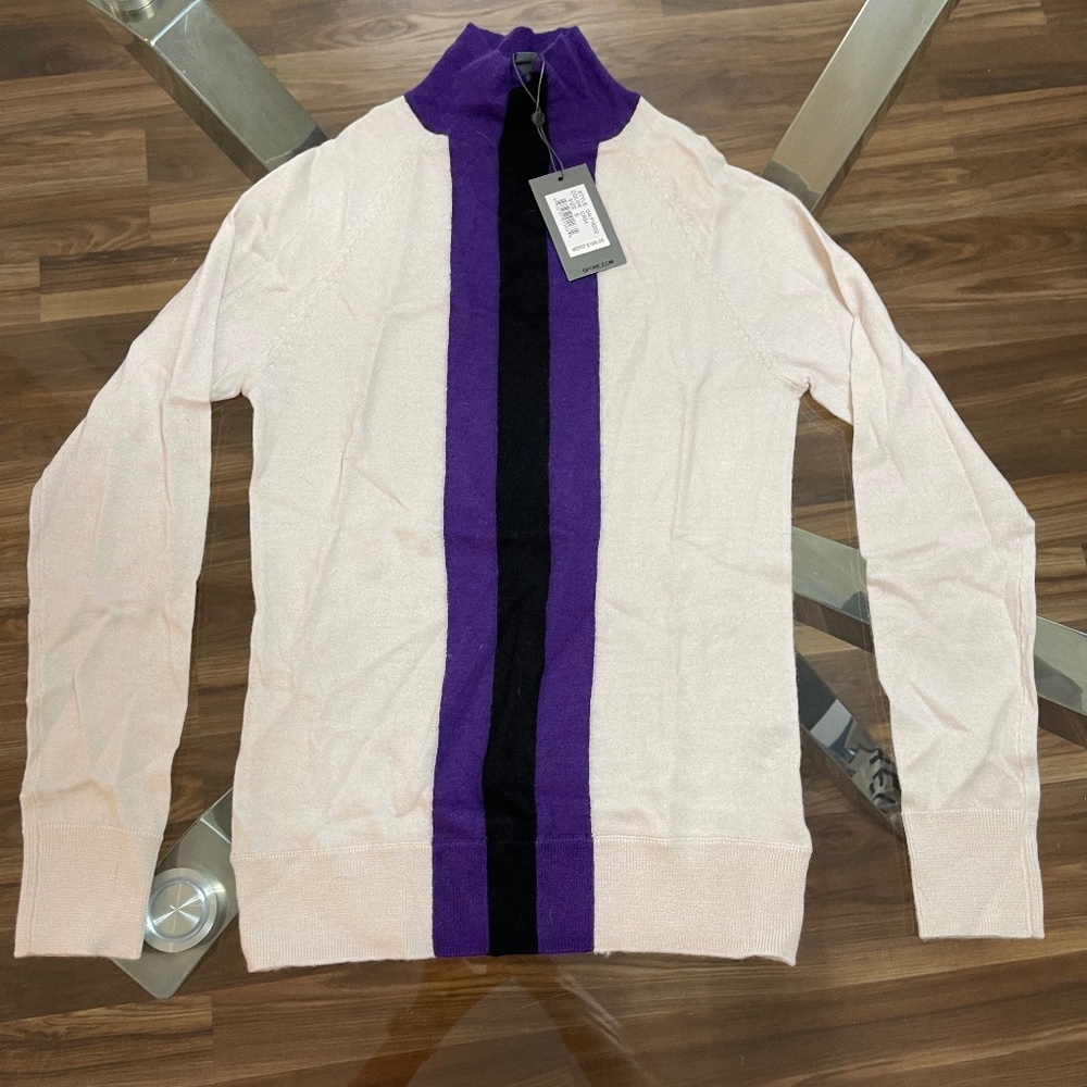 (NWT) GFORE Golf Sweater, SM, Cream Purple Black